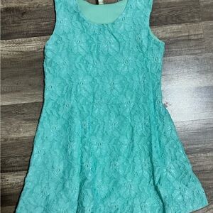 Girls Rachel Kate Aqua Lace Dress Size 12/14